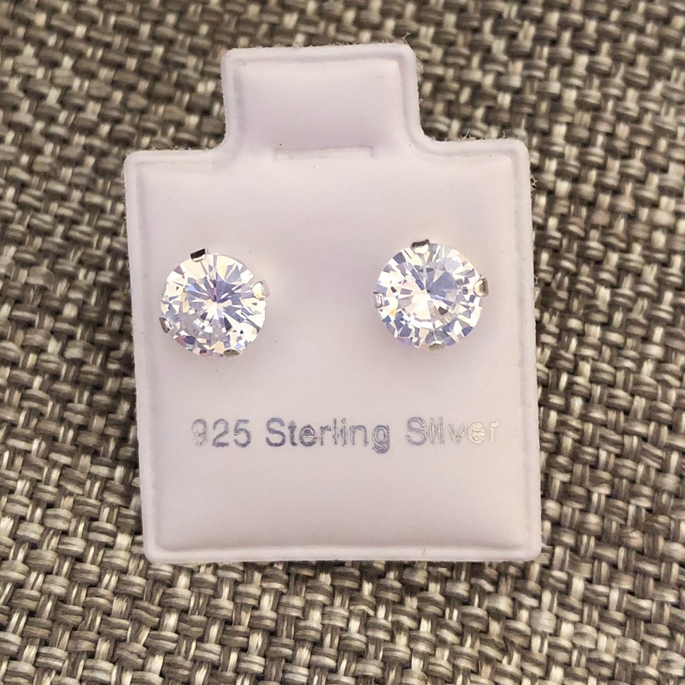 NEW Sterling Silver CZ Stud Earrings